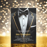 60. Black and Gold Tuxedo Geburtstagsveranstaltung Einladung<br><div class="desc">Feiern Sie stilvoll mit dieser Black and Gold Tuxedo Geburtstagsveranstaltung, die Eleganz und Eleganz ausstrahlt. Der schwarze Hintergrund und die glänzenden goldenen Akzente Set für eine luxuriöse Affäre, perfekt für ein Meilenstein-Fest. Mit seinem raffinierten, tuxedo-inspirierten Design, erweckt diese Einladung das Wesen eines eleganten Abends voller unvergesslicher Momente. Personalisieren Sie es...</div>