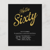 60 Black Gold Budget 60. Geburtstag Einladung Flyer (Vorne)