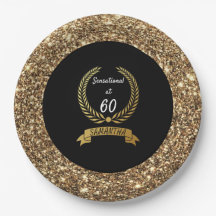 60. Black Gold Glitzer Elegante Geburtstagsparty