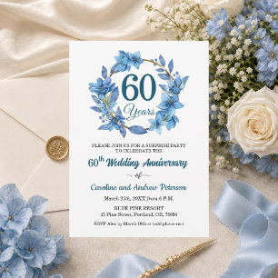 60. blaue Blumen-Überraschungshochzeitsjubiläum Einladung