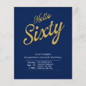 60 Blue Gold Budget 60. Geburtstag Einladung Flyer (Vorne)