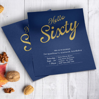 60 Blue Gold Budget 60. Geburtstag Einladung Flyer