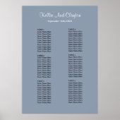 60 Blue Simple Wedding Seating Chart Poster (Vorne)