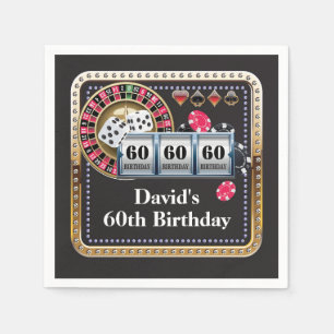 60. Casino Poker Spielkarte Geburtstag Napkins Serviette
