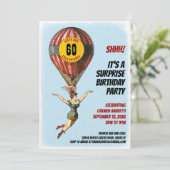 60. Circus Balloon Girl Einladung (Stehend Vorderseite)