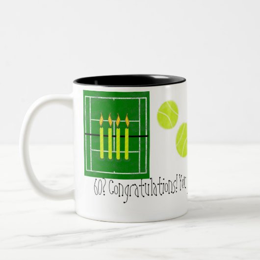 60…, das Sie gerade… durch See-Tennis gewannen Zweifarbige Tasse (Links)