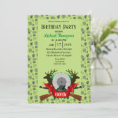 60. Deer Hunter Camouflage Geburtstag Einladung (Stehend Vorderseite)