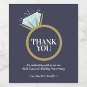 60. Diamant Hochzeit Jubiläum blauer Gefallen Weinetikett (Einzelnes Label)