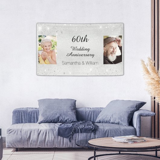 60. Diamant Hochzeitstag Foto Glitzer Banner