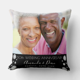 60. Diamant Hochzeitstag Foto schwarz Kissen