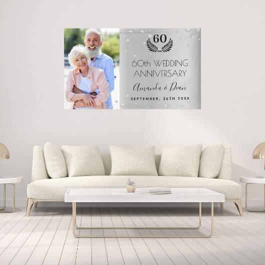 60. Diamant Hochzeitstag Foto Silber Banner