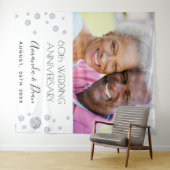 60. Diamant Hochzeitstag Foto weiß Wandteppich (Beispiel (Horizontal))