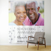 60. Diamant Hochzeitstag Foto weiß Wandteppich (Beispiel)