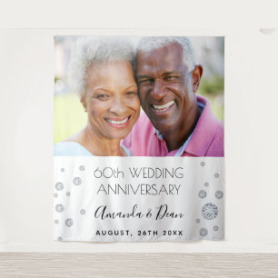 60. Diamant Hochzeitstag Foto weiß Wandteppich