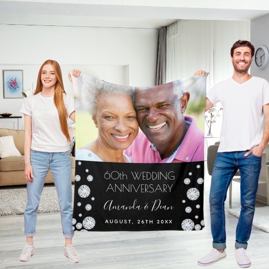 60. Diamant Hochzeitstag kundenspezifisches Foto Fleecedecke