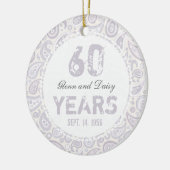 60. Diamant-Hochzeitstag-Paisley-Monogramm Keramikornament (Links)