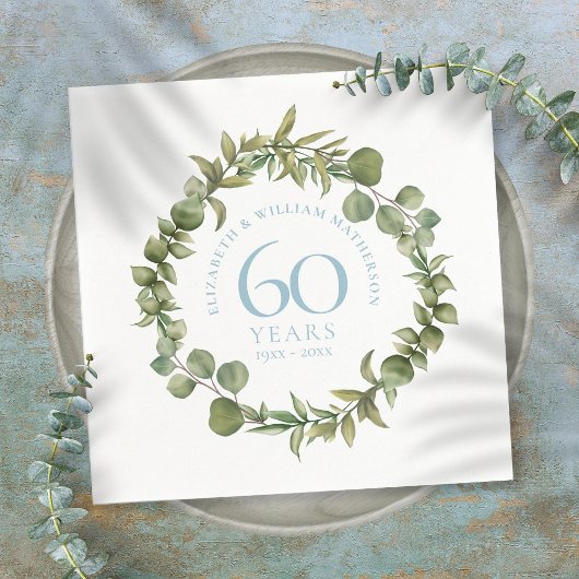 60. Diamant Hochzeitstag Waldlandschaft Serviette