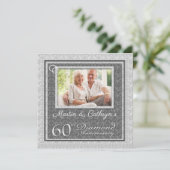 60. Diamant Jubiläum mit Foto Party Einladung (Stehend Vorderseite)