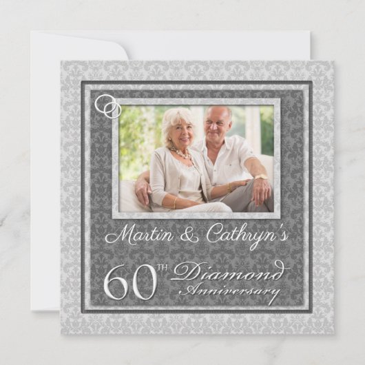 60. Diamant Jubiläum mit Foto Party Einladung (Vorderseite)