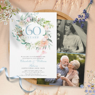 60. Diamantene Hochzeit Floral 2 Foto Einladung