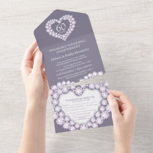 60. Diamantene Hochzeit Foto grau alles in All In One Einladung