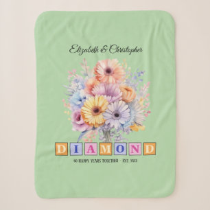 60. Diamantene Hochzeit Gerbera Blumen grün Sherpadecke