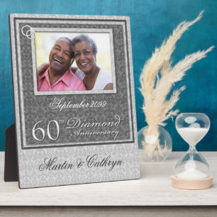 60. Diamantene Hochzeit Silbernes Foto Fotoplatte