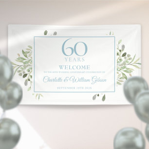 60. Diamantene Hochzeitstag Begrüßung Grün Banner