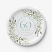 60. Diamantene Hochzeitstag Grünelemente Pappteller (Vorderseite)