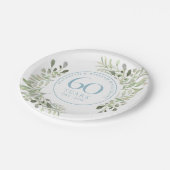 60. Diamantene Hochzeitstag Grünelemente Pappteller (Schrägansicht)