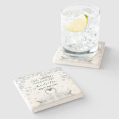 60. Diamantenhochzeit mit weißen Schwänen Steinuntersetzer (Seitenansicht)