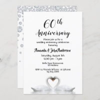 60. Diamantenhochzeit zwei Schwäne weiß