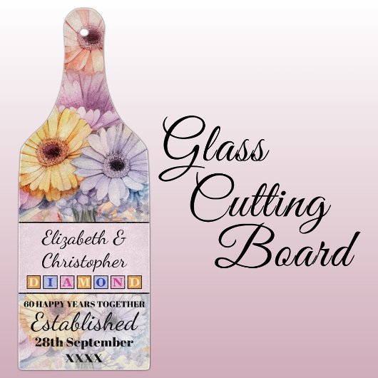 60. Diamantenjubiläum Blumenrosa Schneidebrett