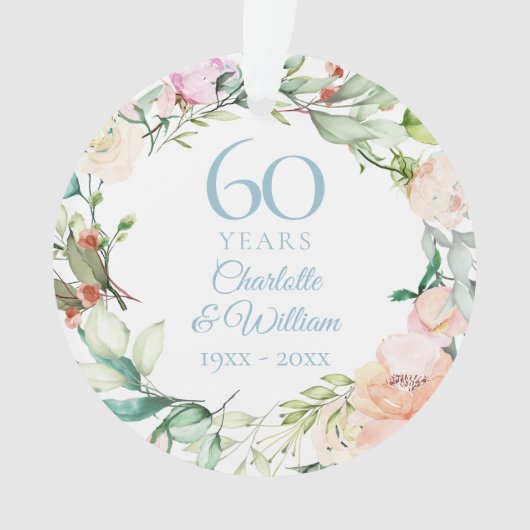 60. Diamond Anniversary Foto Rose Garland Ornament (Vorderseite)