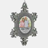60. Diamond Annivsersary Silver Damask Foto Schneeflocken Zinn-Ornament (Links)