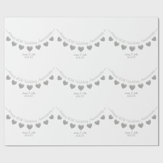 60. Diamond Hochzeitstag bunting Design Geschenkpapier (Flach)
