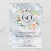 60. Diamond Hochzeitstag Winter-Blüte Einladung (Vorne/Hinten)