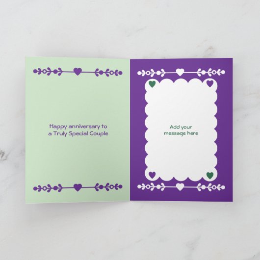 60. Diamond Jubiläum Foto grün lila Karte (Innenseite)