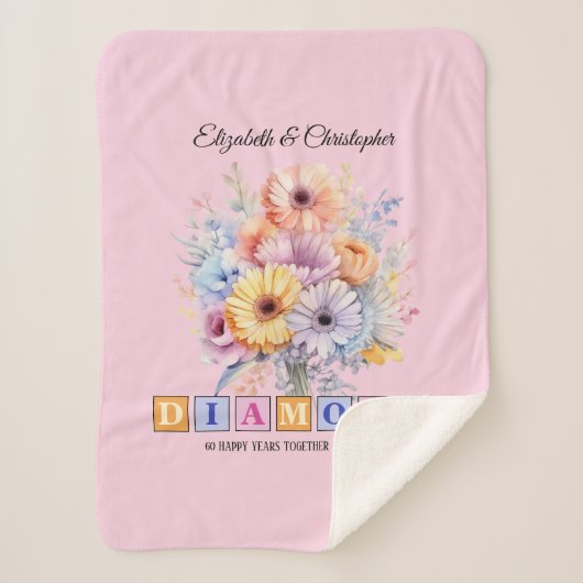 60. Diamond Jubiläum gerbera Blume rosa Sherpadecke (Vorderseite)