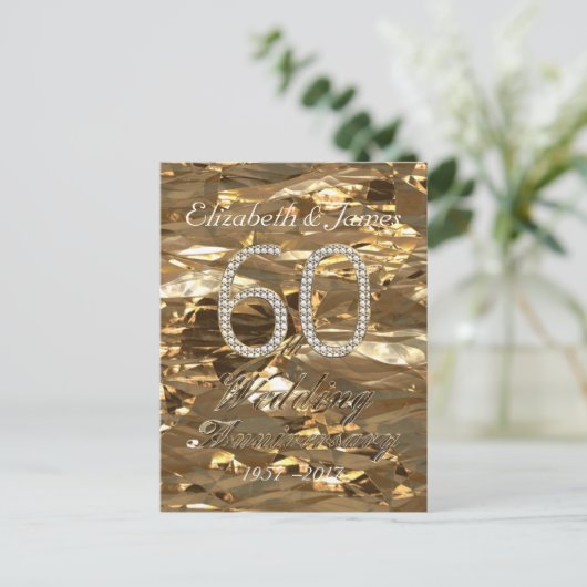 60 Diamond Wedding 60 Jahre Gold Postkarte (Stehend Vorderseite)