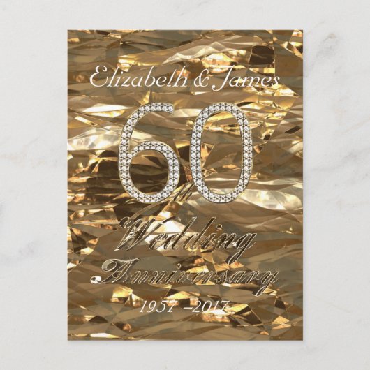 60 Diamond Wedding 60 Jahre Gold Postkarte (Vorderseite)