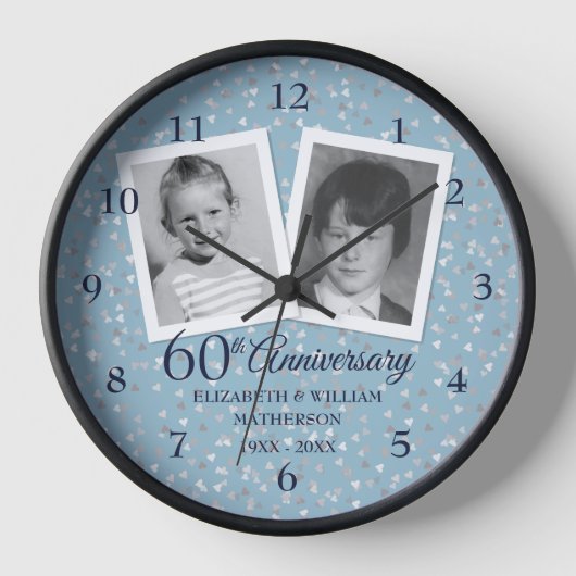 60. Diamond Wedding Anniversary 2 Foto Uhr (Vorderseite)
