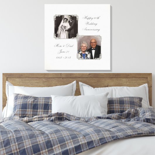 60. Diamond Wedding Anniversary Canvas Print Leinwanddruck (Insitu (Schlafzimmer))