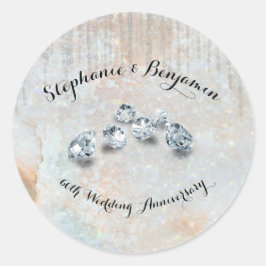 60. Diamond Wedding Anniversary Celestial Chic Runder Aufkleber