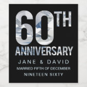 60. Diamond Wedding Anniversary Custom Made Weinetikett (Einzelnes Label)