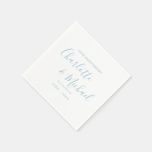 60. Diamond Wedding Anniversary Elegantes Skript Serviette (Ecke)