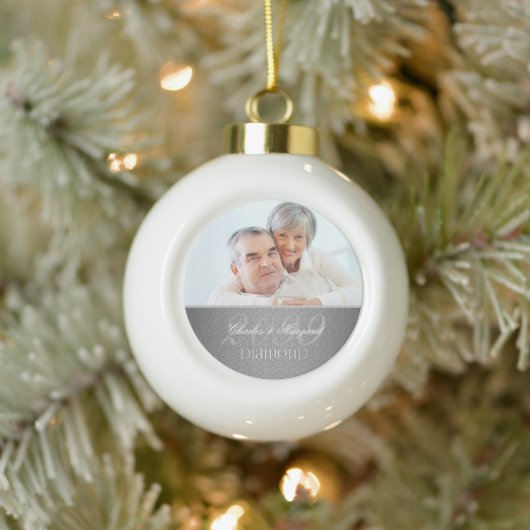 60. Diamond Wedding Anniversary Foto Keramik Kugel-Ornament (Baum)