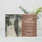 60. Diamond Wedding Anniversary Foto Rustikales Ho Einladung (Stehend Vorderseite)