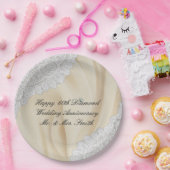 60. Diamond Wedding Anniversary Imitate Satin+Lace Pappteller (Party)
