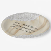 60. Diamond Wedding Anniversary Imitate Satin+Lace Pappteller (Schrägansicht)